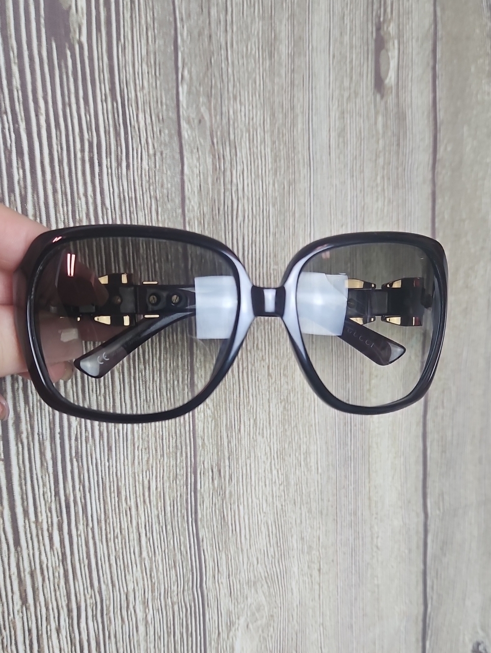 Gucci Black Oversized Square Women's Sunglasses Black